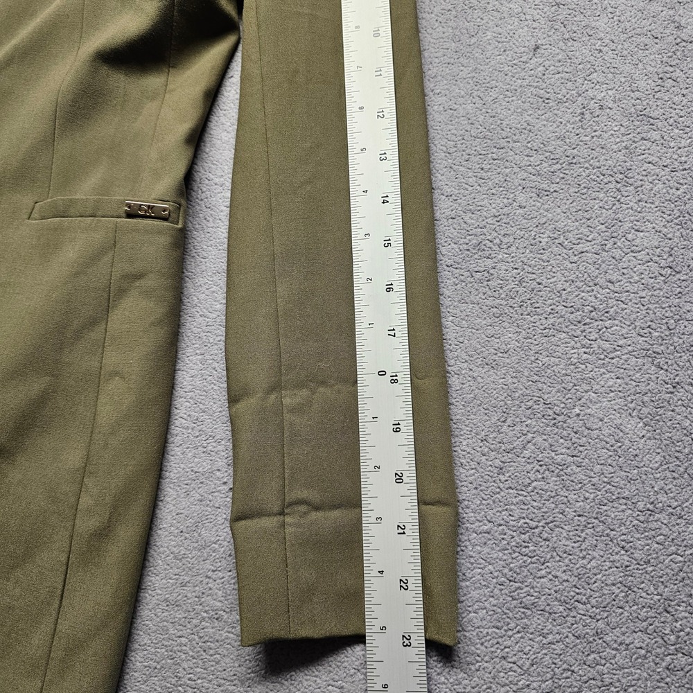 Calvin Klein Longline Coat Womens 2P Green Long Sleeve Collarless Open Front - Picture 6 of 11